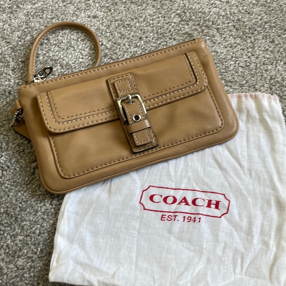 Coach Wristlet (Tan) with Dust Bag